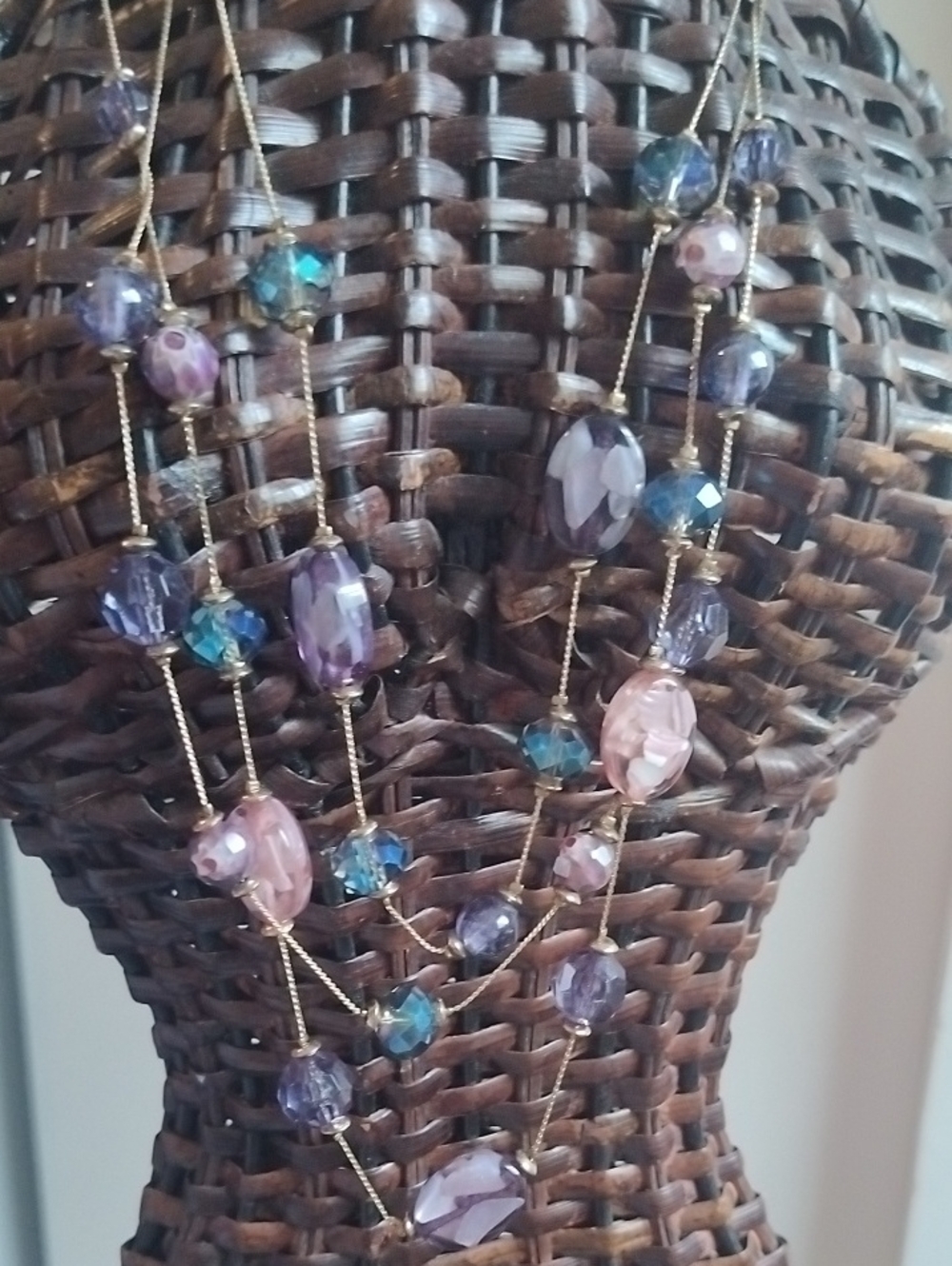 Multi-Strand Purple and Pink Beaded Necklace - Women Jewelry